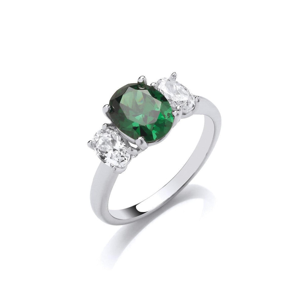 Emerald Cubic Zirconia Trilogy Ring - T.M. Barber