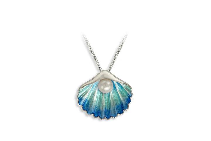 Enamel Blue Oyster Shell Pendant – T.M. Barber