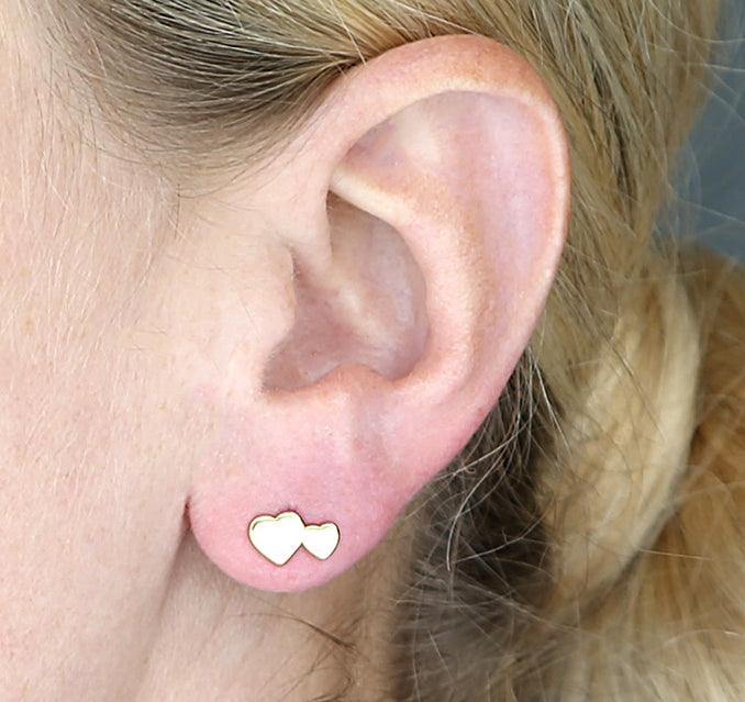 Double Heart Studs - T.M. Barber