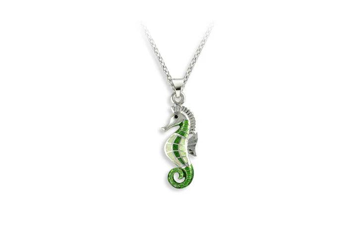 Enamel Green Seahorse Pendant - T.M. Barber