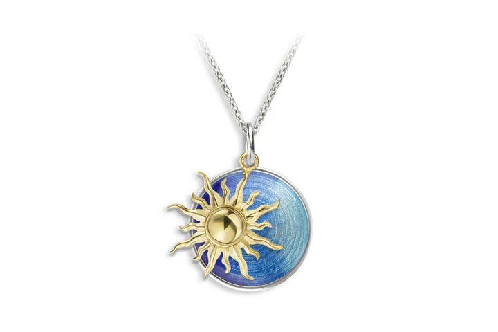 Enamel Blue Sun Pendant - T.M. Barber