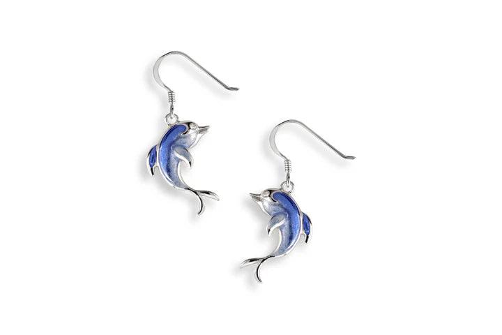 Enamel Dolphin Drop Earrings - T.M. Barber