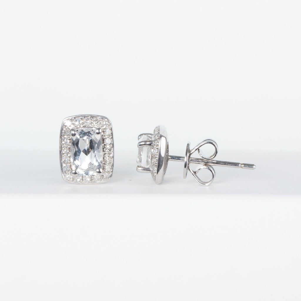 White Topaz and Diamond Studs - T.M. Barber