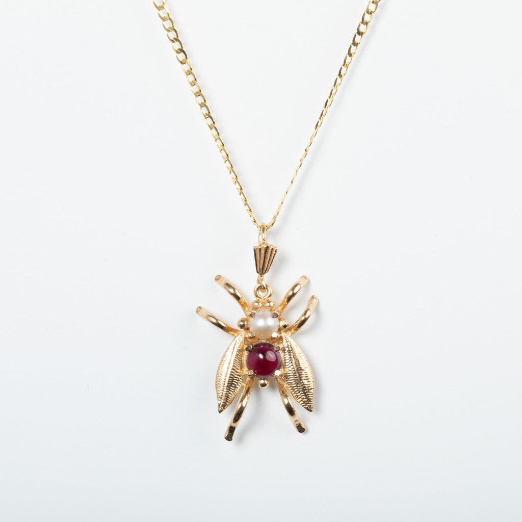 Pearl & Garnet Bee Pendant - T.M. Barber