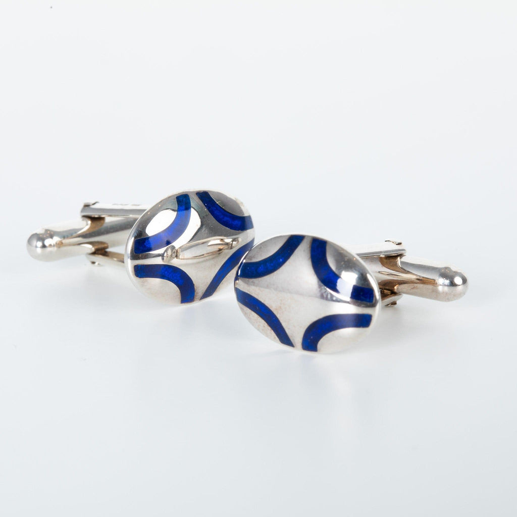 Silver and Blue Cufflinks - T.M. Barber