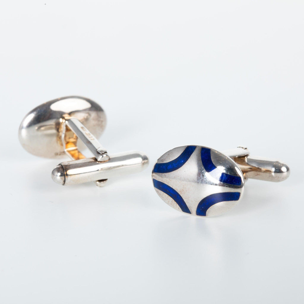 Silver and Blue Cufflinks - T.M. Barber