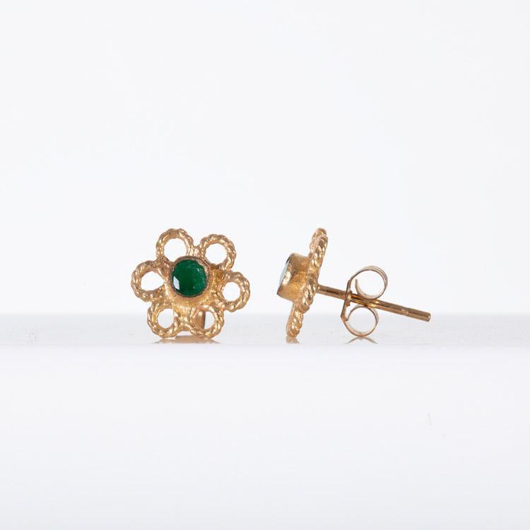 Emerald Flower Studs - T.M. Barber