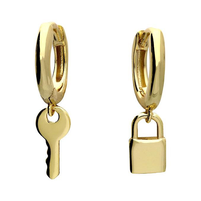 Padlock & Key Huggie Hoops - T.M. Barber