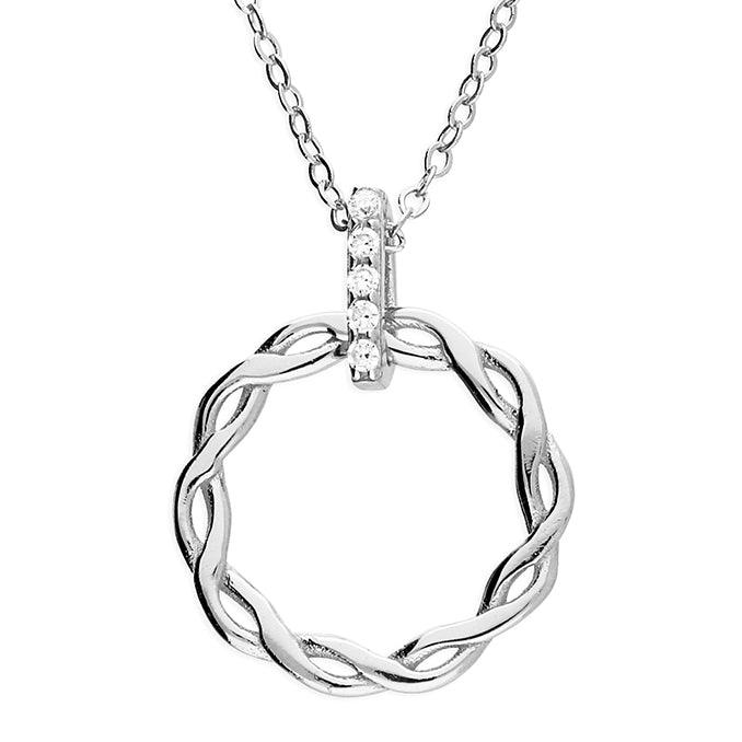 Cubic Zirconia Bar with Entwined Circle Pendant - T.M. Barber